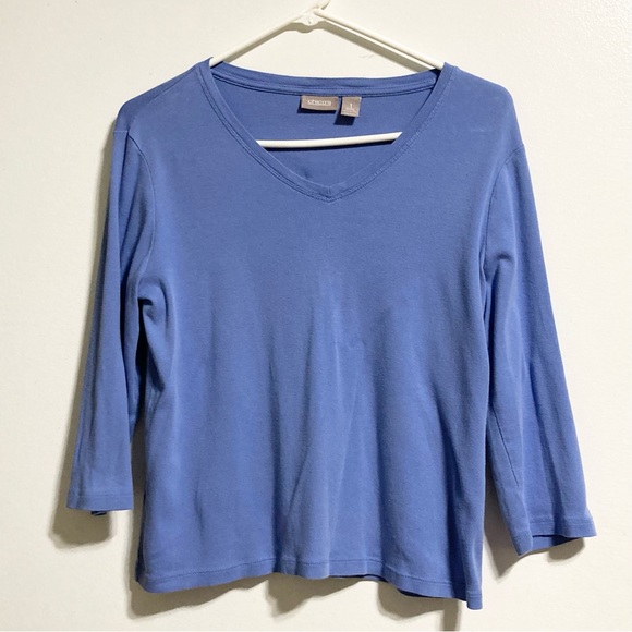 Chicos Blue 3/4 Sleeve Light Blue Basic Cotton Tee Womens Medium Chicos Size 1 - Picture 8 of 13